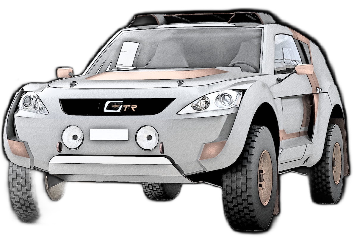 Dessin du Renovatio GTR, le véhicule de rallye-raid conçu par Technoraid pendant sa réinvention