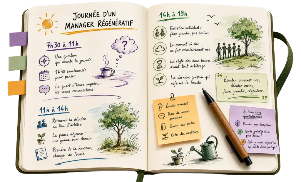 Journée type d'un manager régénératif : 24 heures qui régénèrent au lieu d'épuiser