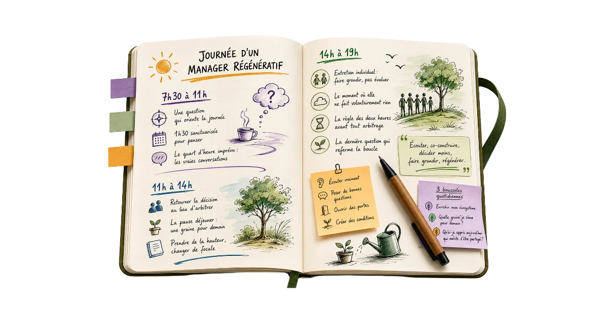 carnet de la journée d'un manager regeneratif