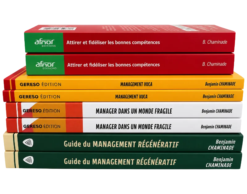 pile de livres de la collection des ouvrages de Benjamin Chaminade