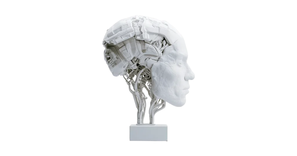 statue en platre d'un visage pour illustrer Stratégies de repositionnement face à l'IA