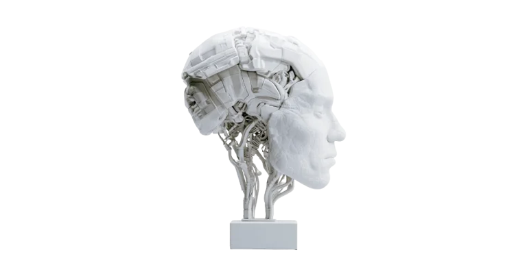 statue en platre d'un visage pour illuster Stratégies de repositionnement face à l'IA