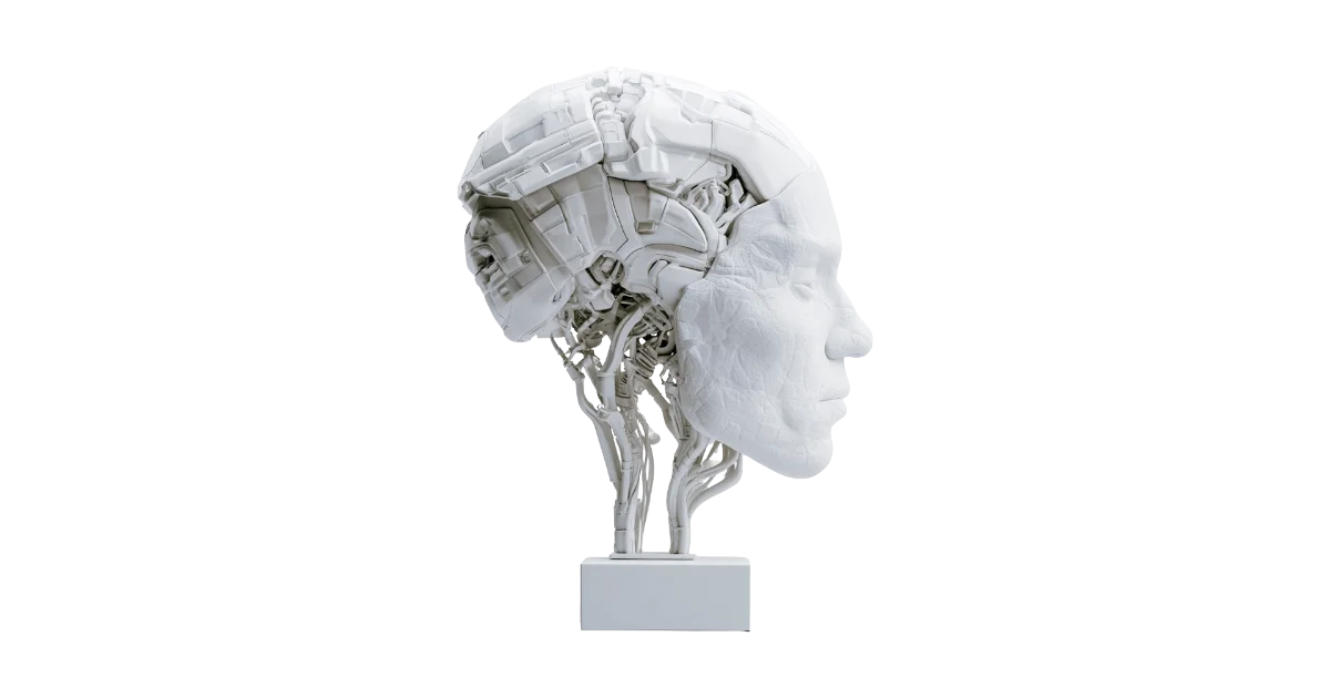 statue en platre d'un visage pour illuster Stratégies de repositionnement face à l'IA