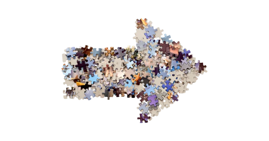 une flèche en pièce de puzzle orientée vers la droite pour représenter la Prospective stratégique