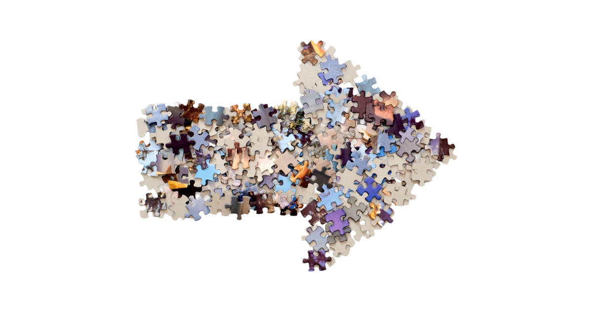 une flèche en pièce de puzzle orientée vers la droite pour représenter la Prospective stratégique