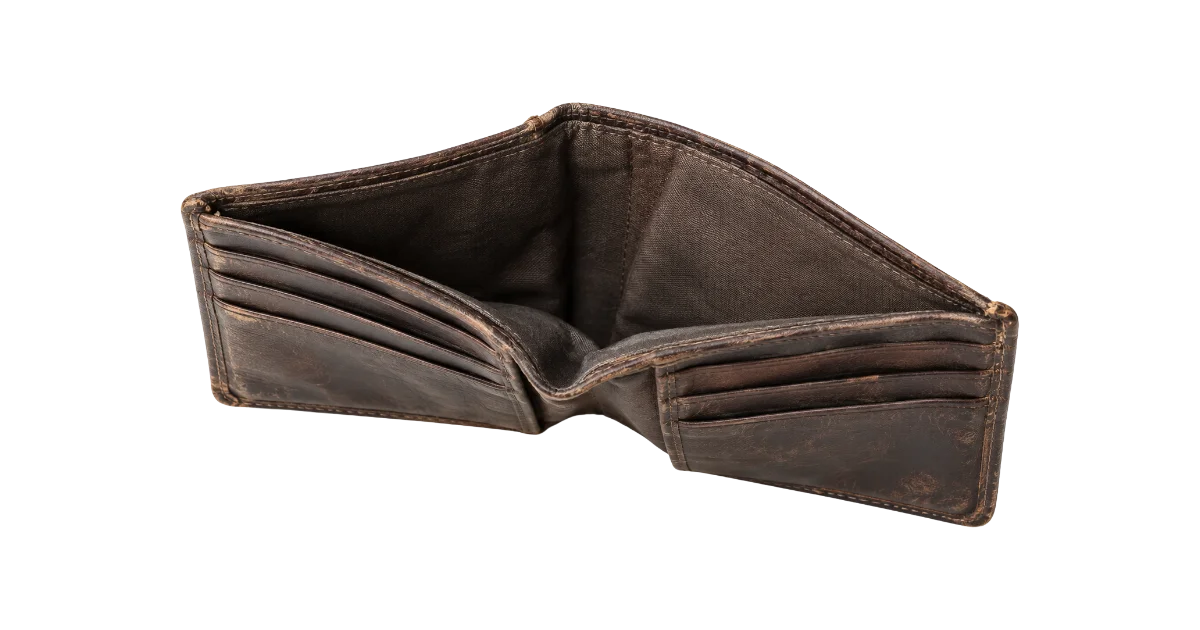 portefeuille vide, image du rendement nul d'une idée partagée quand les salariés ne partagent pas leurs idées