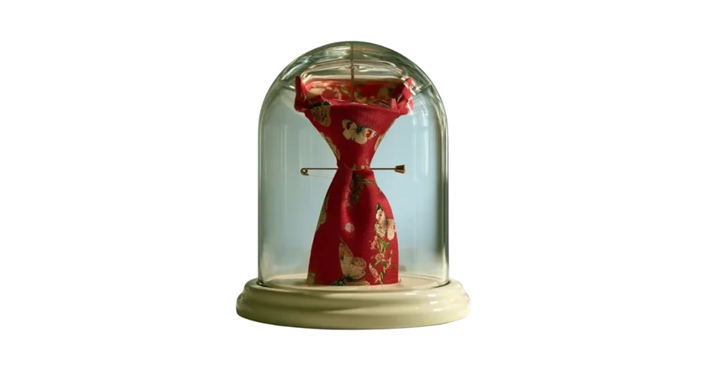 la posture managériales représentée par une cravate épinglée sous cloche de verre