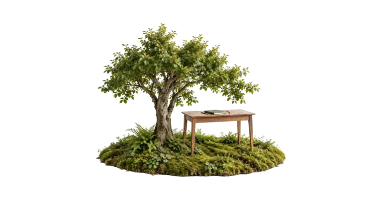 bureau près d'un arbre pour minimiser le travail du sol managérial