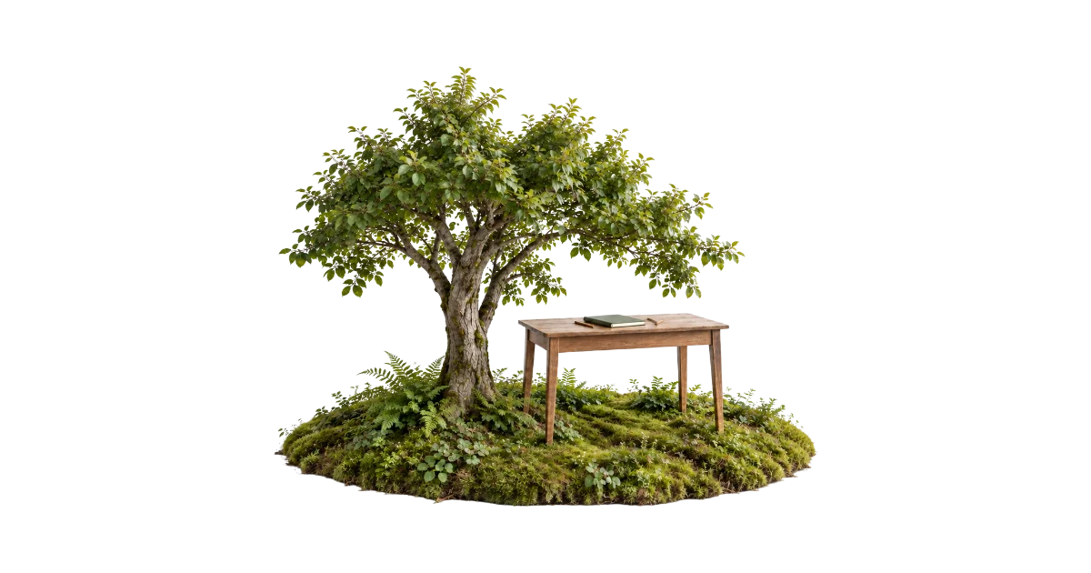 bureau près d'un arbre pour minimiser le travail du sol managérial